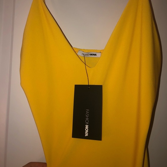 Fashion Nova Tops - sleek and slay yellow bodysuit